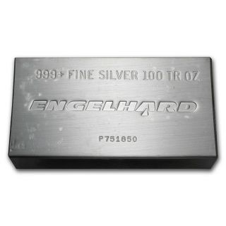 100 Oz Silver Bar - Engelhard (struck,  W/original Plastic) - Sku 61773