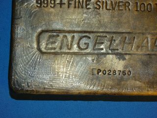 100 oz ENGELHARD Silver Bar Hand Poured,  5th Series P serial,  Less than 100 Made 6