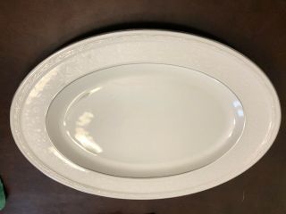 Noritake White Scapes - Whitecliff Platinum - Large 16 " Oval Platter
