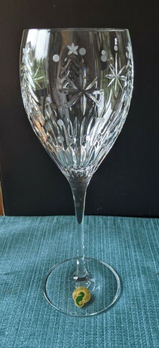 Waterford Crystal Long Stem Goblet,  Christmas Night; Set Of 2 Wine Glasses