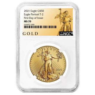 2021 $50 Type 2 American Gold Eagle 1 Oz Ngc Ms70 Fdi Als Label
