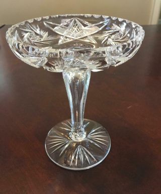 Antique Abp Cut Crystal Compote Candy Dish Large And Heavy 7.  5 "