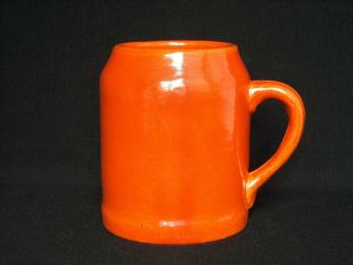 Bauer Art Pottery Plain Ware Beer Mug Orange 4 3/8 "