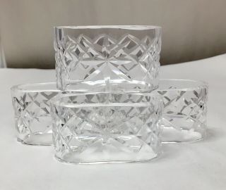 Set Of 4 Vintage Waterford Irish Crystal Oval Napkin Rings Alana Pattern