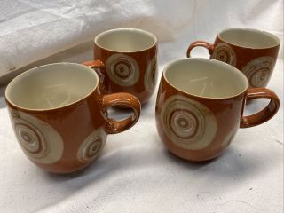 Denby Fire Chilli - 4 Mugs / Cups - Curved,  England