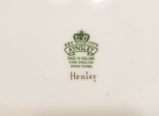 Vtg Aynsley Henley Bone China England Green Stamp SET 5 Dinner Plates Gold 3