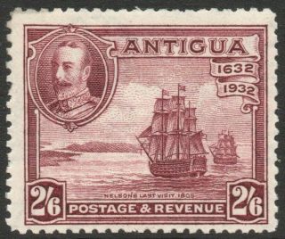 Antigua - 1932 Tercentenary 2/6 Claret Sg 89 Lightly Mounted V46462