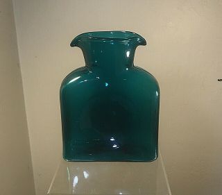 Vintage Blenko Glass Double Spout Water Bottle Carafe 384 Rare Peacock Color