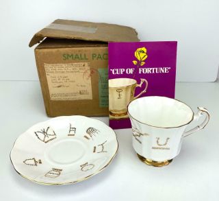 Vtg Red Rose Tea Cup & Saucer Fortune 3 English Bone China Taylor & Kent W/ Box