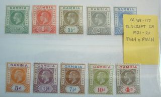 Gambia 1921/22 Sg 108/17 Set Of 10 Mh & Mnh Plse Check Description