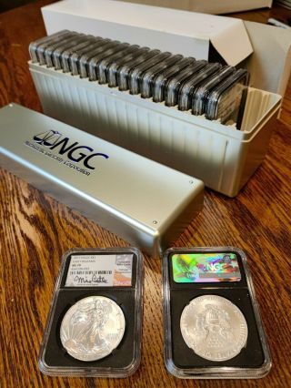 20x 2017 American Silver Eagle Early Release Ngc Mike Castle Black Holder Ms70