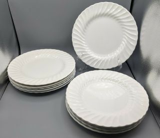 10 Sheffield Bone White Swirl Porcelain China 10” Dinner Plates Usa