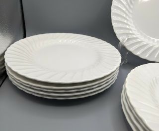 10 Sheffield Bone White Swirl Porcelain China 10” Dinner Plates USA 2