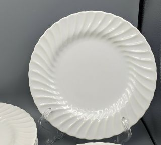 10 Sheffield Bone White Swirl Porcelain China 10” Dinner Plates USA 3