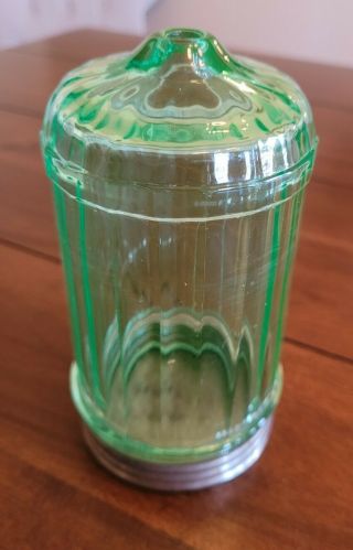 Paden City Green Depression Glass Bullet Sugar Shaker 6 Inches X 3 Inches