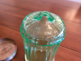 Paden City Green Depression Glass Bullet Sugar Shaker 6 inches x 3 inches 2