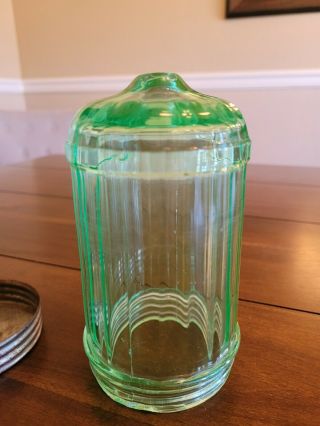 Paden City Green Depression Glass Bullet Sugar Shaker 6 inches x 3 inches 3