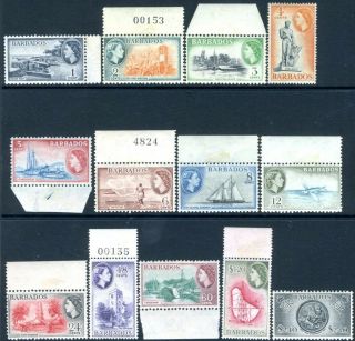 Barbados - 1953 - 61 Set To $2.  40 Sg 289 - 301 Lightly Mounted V16648