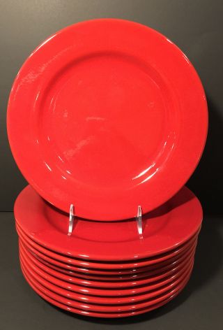 10 Noble Excellence Candy Apple Pattern Red Dinner Plates 11 " Made In Germany