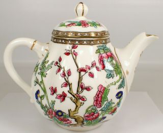 Fine Antique Vtg Coalport England Indian Tree Teapot W Lid Old Mark Multi - Colors