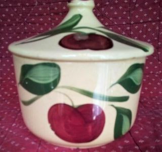 Watt Pottery 3 Leaf Apple 01 Grease Jar With Lid