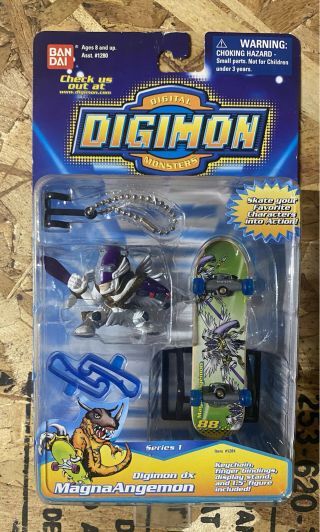 Rare Bandai Digimon Dx Series 1 2000 Magna Angemon Skateboard Keychain Moc
