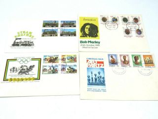 Vintage Jamaica Stamp Lot 1984 1981 Steam Engines,  Xxiii Olympics,  Bob Marley