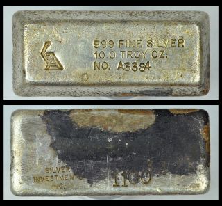 Vintage Golden Analytical,  Silver Investments Inc.  Poured 10oz.  999 Silver Bar