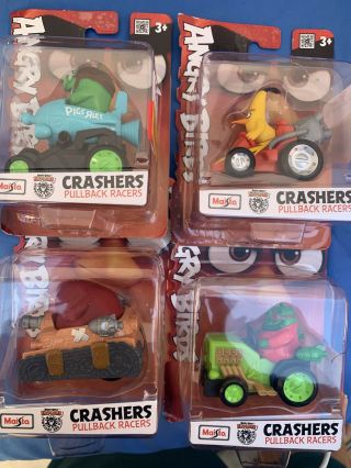 4 Angry Birds Crashers Pullback Racers Leonard,  Terence’s Tank,  Pigs Rocket Red