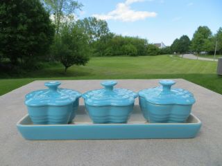 - Le Creuset Ramekins Set Of 3 With Tray - Turquoise - Discontinued