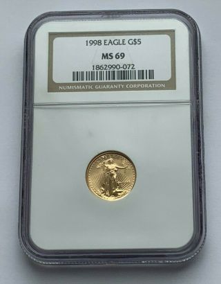 1998 Gold American Eagle Ngc Ms 69 1/10 Oz Gold $5 Dollar Coin