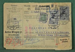 Germany Stamp Cover Card 1921 To British Guiana Multiple Frankings (p69)