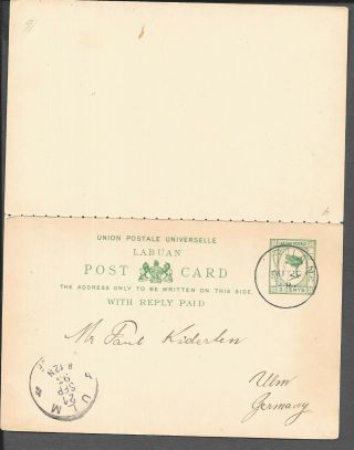 Labuan Qv 1895 Reply Card To Germany