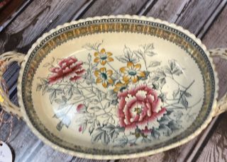 Antique W.  T.  Copeland & Sons Earthenware Serving Dish Tureen Flowers A83