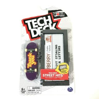 Tech Deck World Street Hits Signage Obstacle Thank You Fingerboard Skateboard
