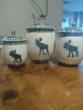 Folk Craft Moose Country Tienshan Canister Set Of 3