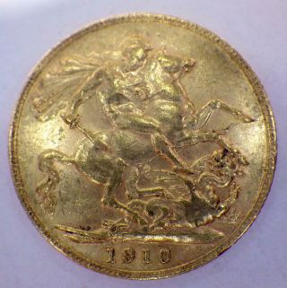 1910 Gold Sovereign British Coin King Edward Vii London 7.  98 Grams Au/bu