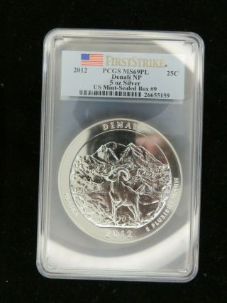 2012 Atb Denali Np 5 Oz Silver Coin Pcgs Ms 69 Pl First Strike Z1232