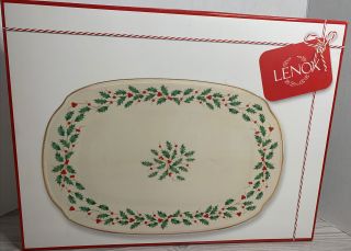 Lenox American By Design “holiday” Christmas Platter 15.  25” Nib 24k Gold Edges