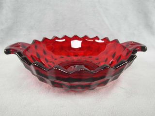 Vintage American Fostoria Ruby Red Double Handled Bowl 8 "