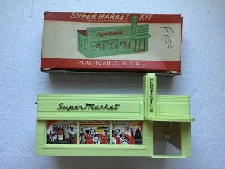 Vintage Bachman Plasticville U.  S.  A “supermarket Kit” Sm - 7 W/ Box 1950s " O " Scale