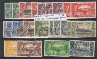Sierra Leone Kgvi 1938/44 Set To £1 Sg188/200 Mh/vfu Cat £96 Jk5806
