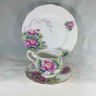 Vintage Royal Albert Flower Of The Month 3 Piece Set “water Lily” July Older