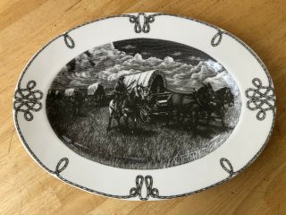 222 Fifth Slice Of Life Western Wagon Train Kent Barton Cowboy 14.  5 Oval Platter