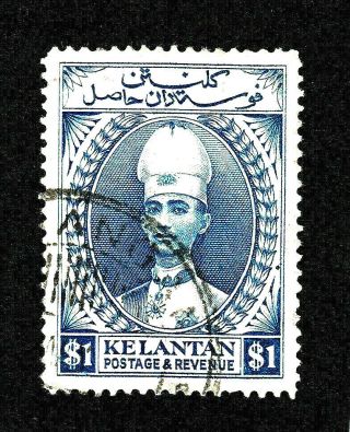 Kelantan: 1928 - 35,  $1 Blue,  P14,  Wmk Multscriptca,  Sg 39a
