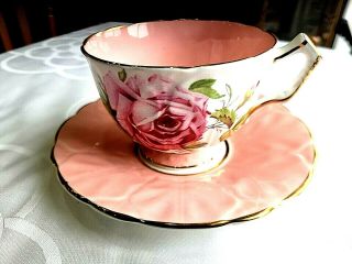 Aynsley Pink Cup And Saucer Cabbage Rose.  Regd 765788.  Pattern C1214