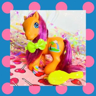 ❤️my Little Pony G3 Island Rainbow Shimmer Butterfly Island Orange Pink Tinsel❤️