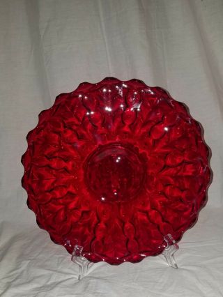 Vintage American Fostoria Ruby Red Serving Tort Tray Platter Appox 12 3/4 " Round