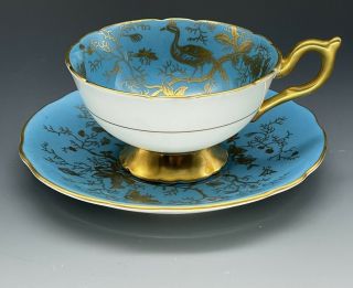 Coalport " Cairo " Maroon Turquoise With Gold Design Teacup And Saucer