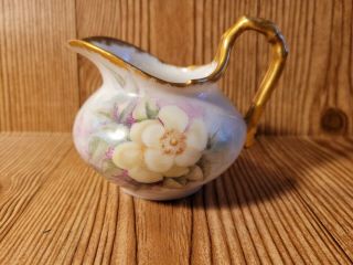 Antique Jean Pouyat Limoges French Porcelain Creamer & Sugar Set J.  P.  L.  Flowers 3